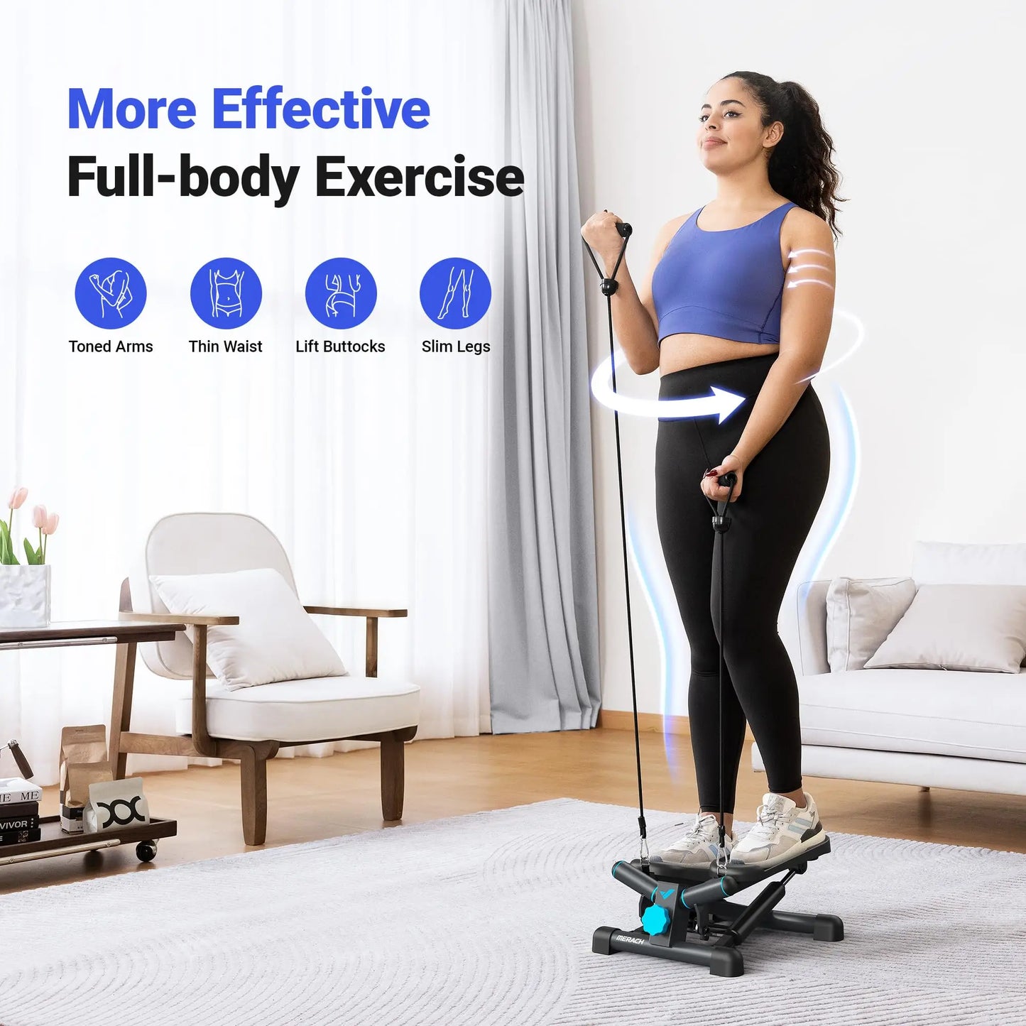 MERACH Mini Stepper with Resistance Band for Home Fitness
