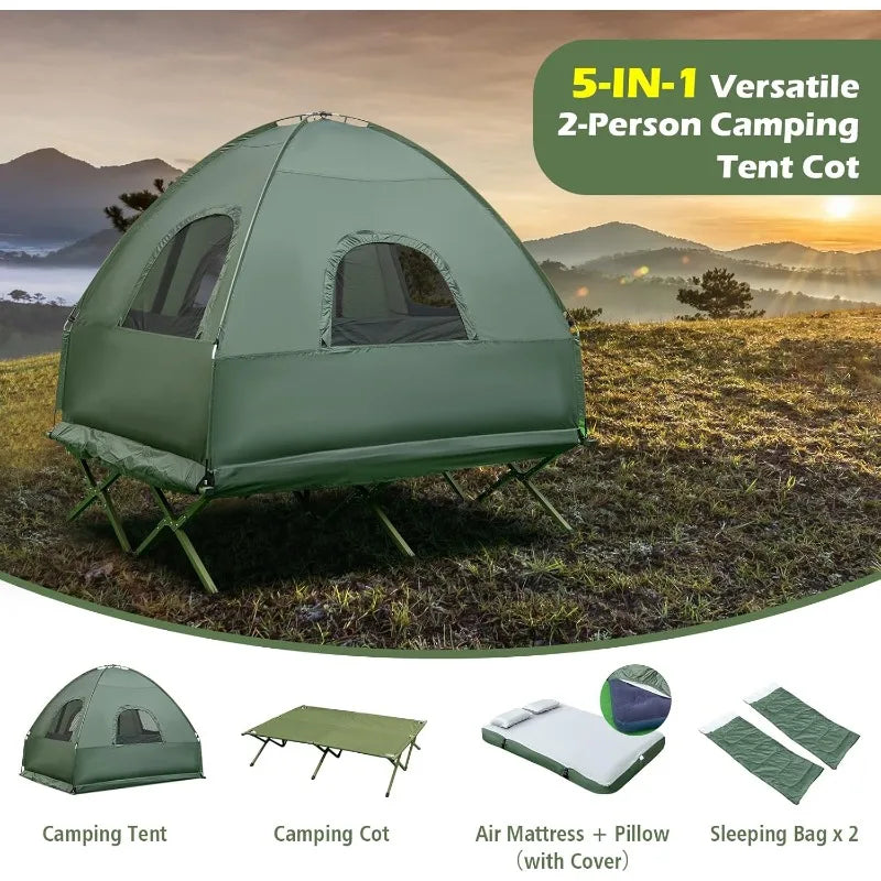 YTYIN Tent Cot 5 in 1 Elevated Camping Cot Sunshade