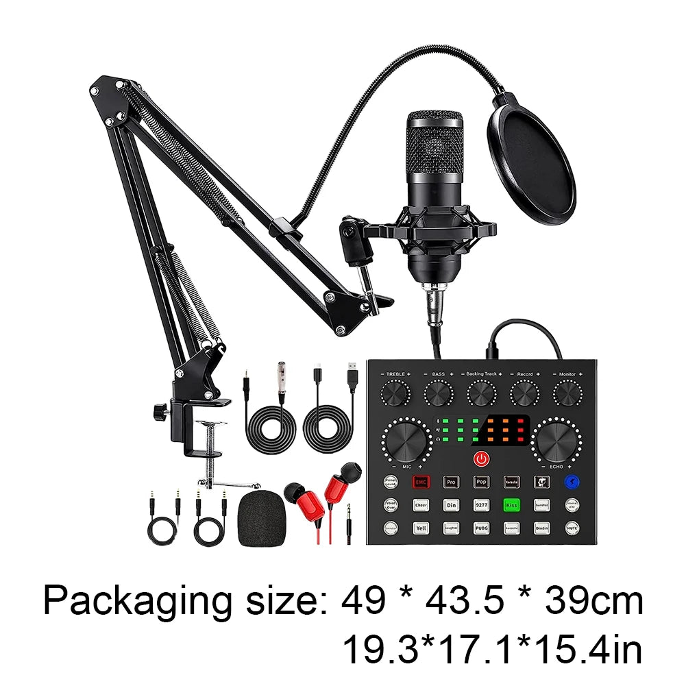 Alloet BM800 V8s Podcast Sound Card Set Professional Mic