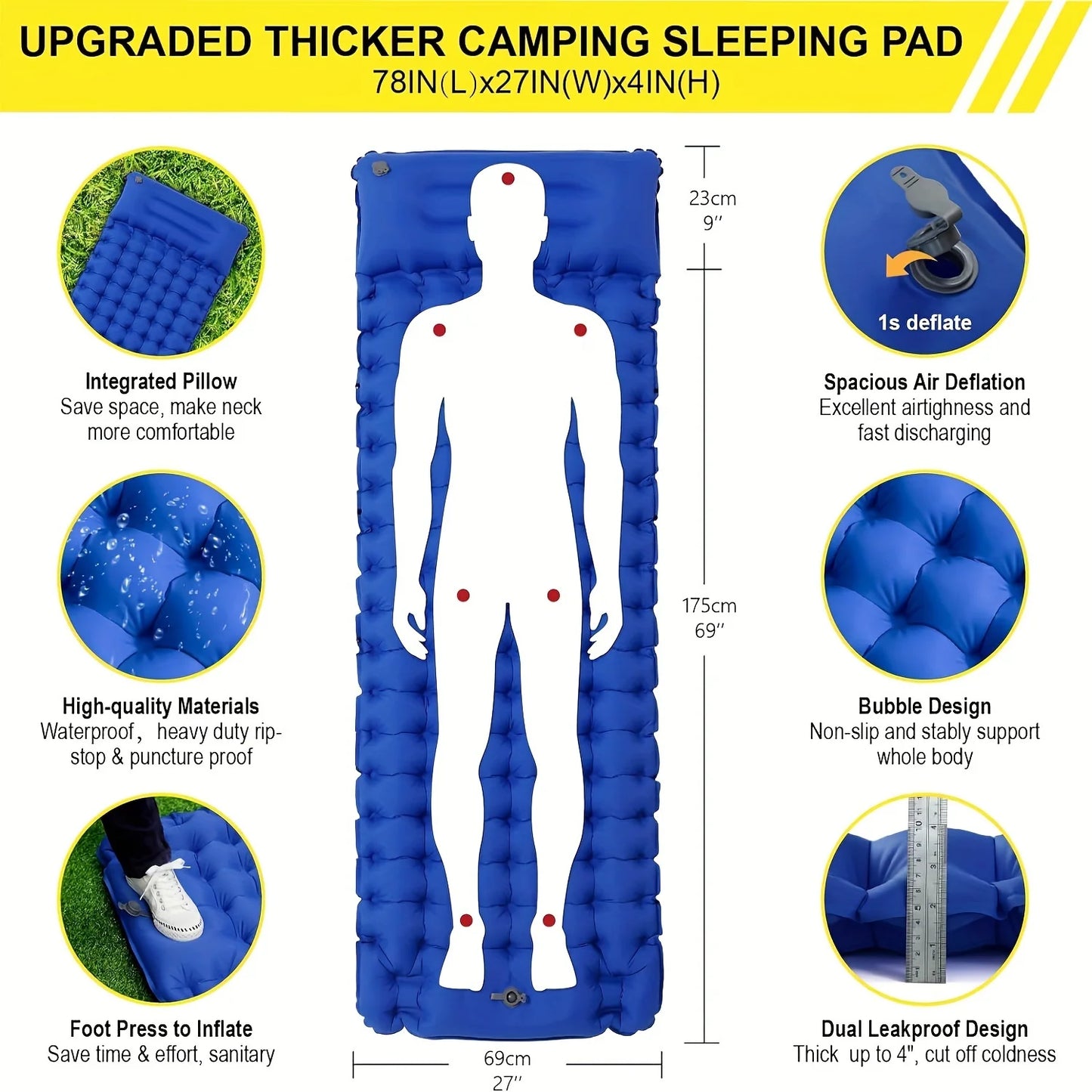 By Inflating Camping Sleeping Mat With Pillow And Pump