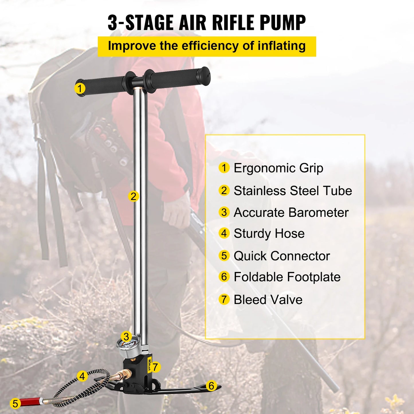 VEVOR 3 Stage PCP Hand Pump With Pressure Gauge 4500 PSI