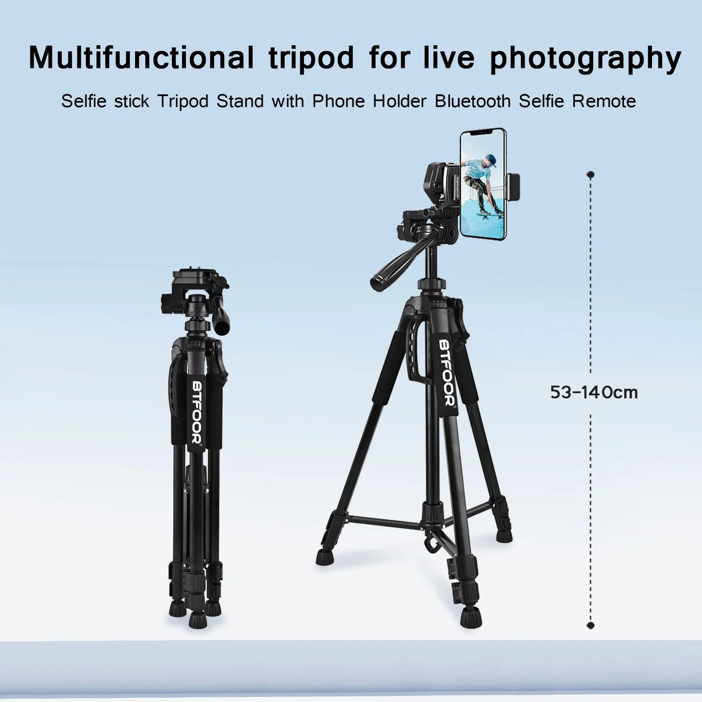BTFOOR Phone Travel Tripod With Pan Head For Canon Nikon