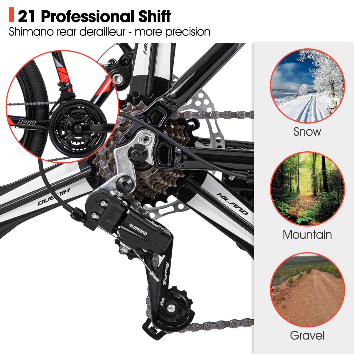 Hiland Mountain Bike Shimano 21 Speed Disc Brake Aluminum