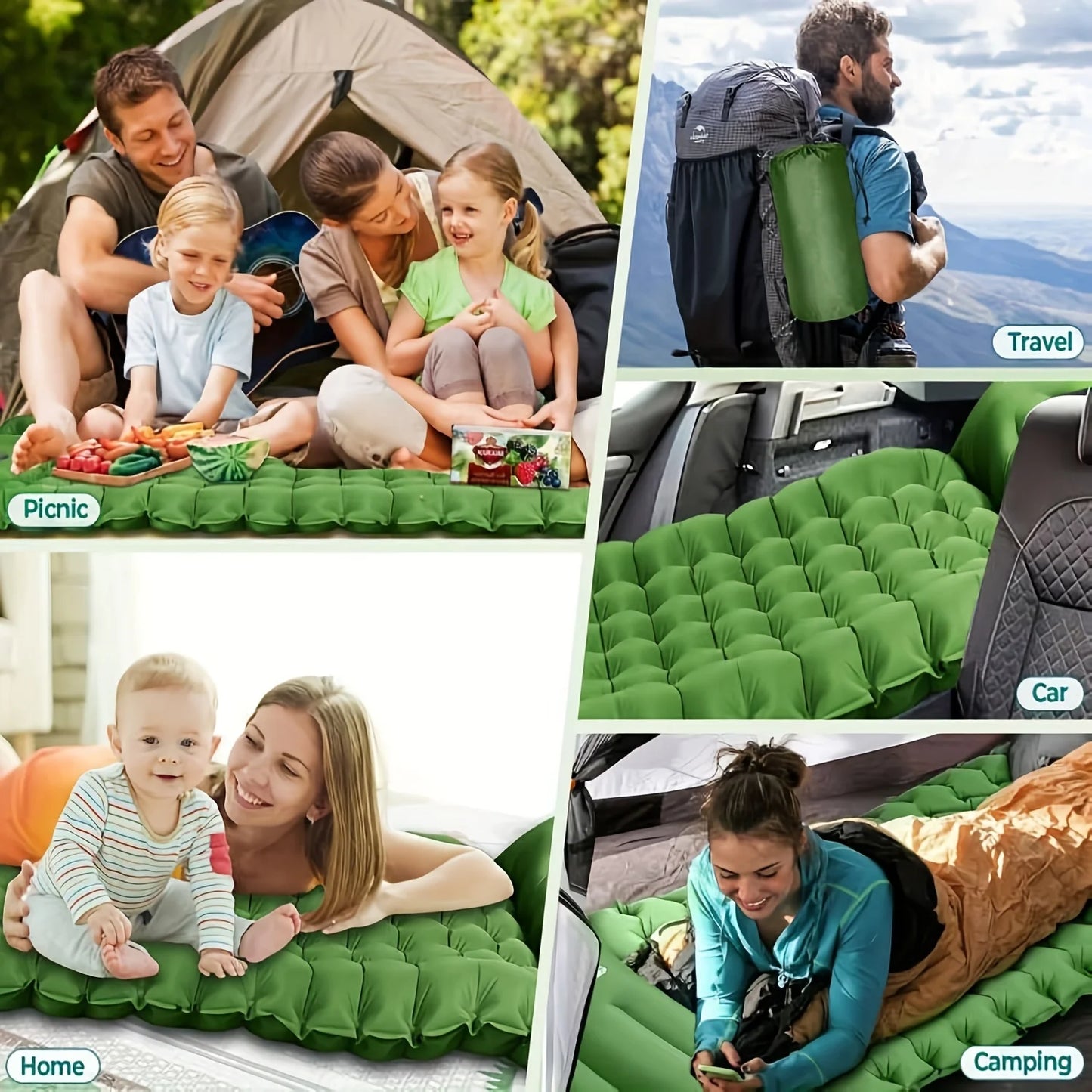 By Inflating Camping Sleeping Mat With Pillow And Pump