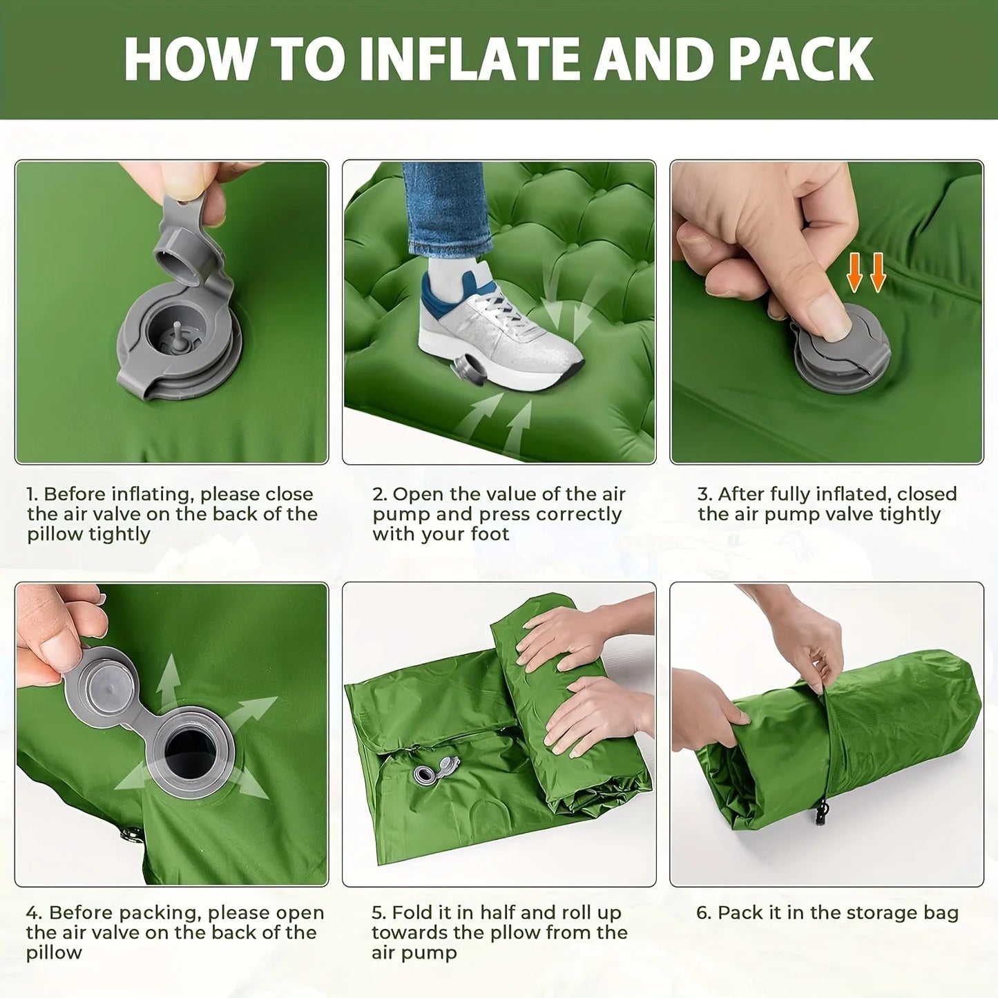 By Inflating Camping Sleeping Mat With Pillow And Pump