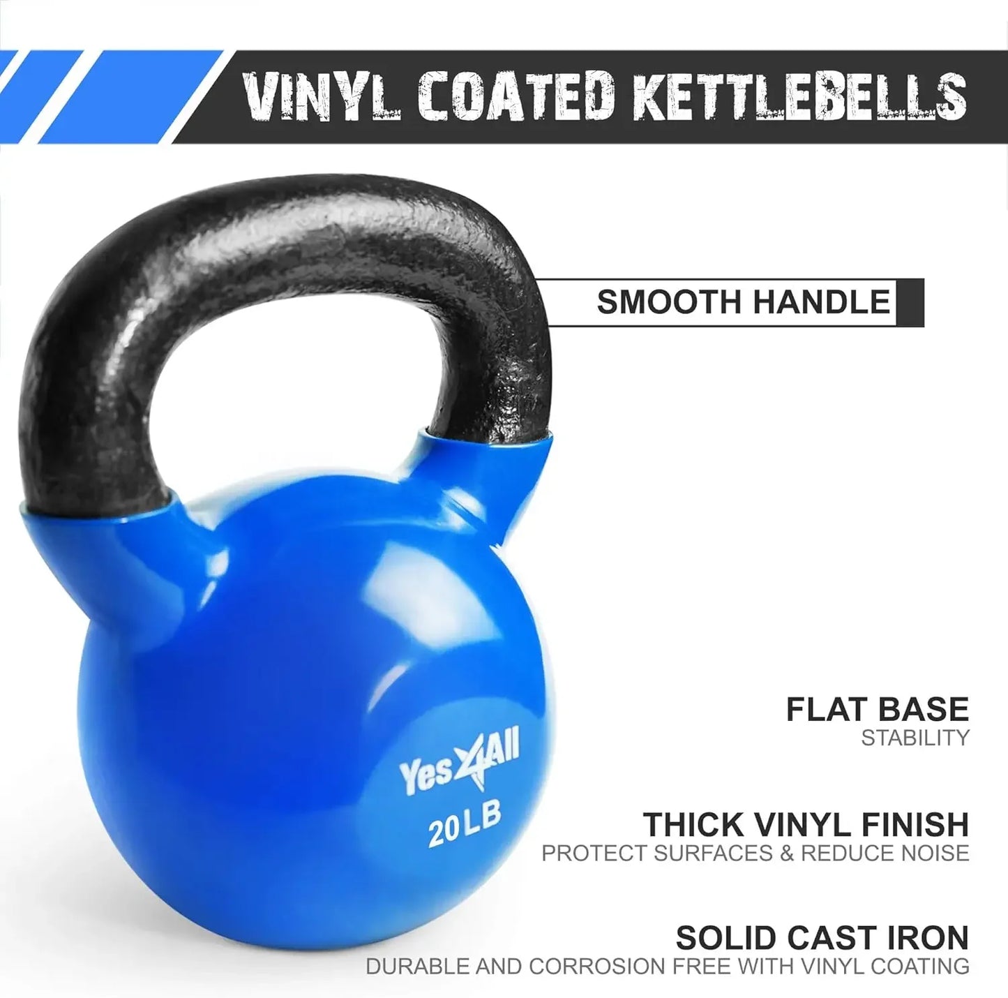 Kettlebell Set Vinyl Coated Weights For Strength Training
