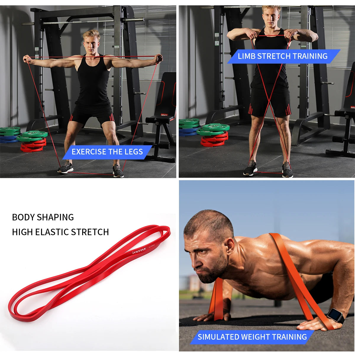 ITSTYLE Resistance Bands Eight Level Crossfit Loop Strap