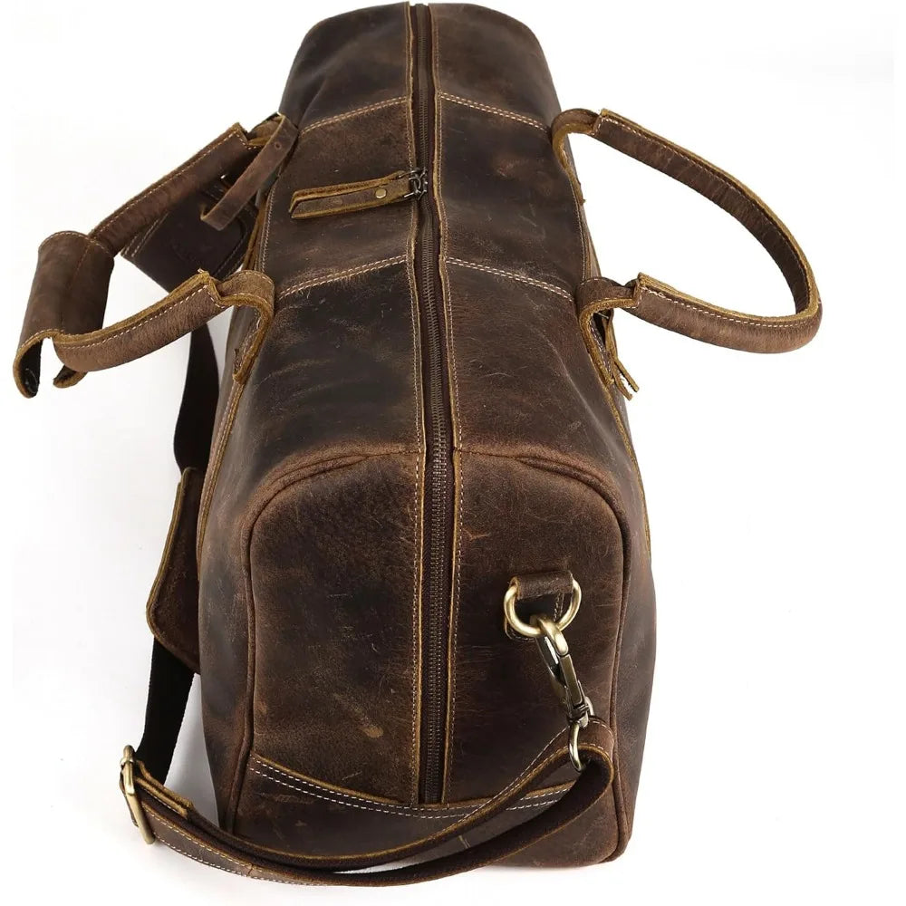 YTYIN Full Grain Leather Travel Duffel Bag for Men and Women