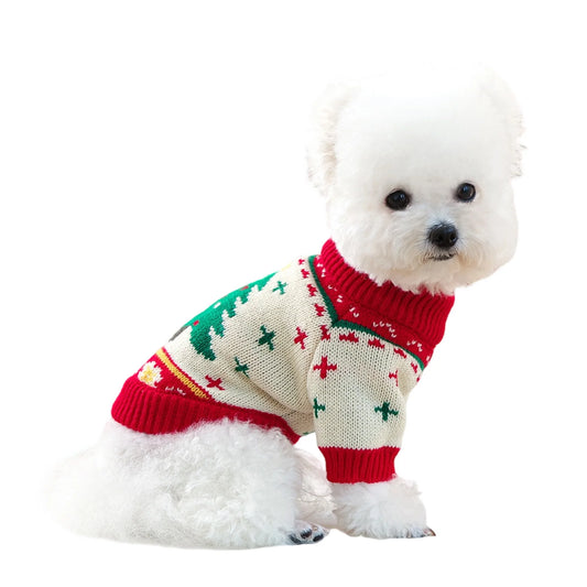 Christmas Reindeer Dog Sweater Festive Winter Knit Coat