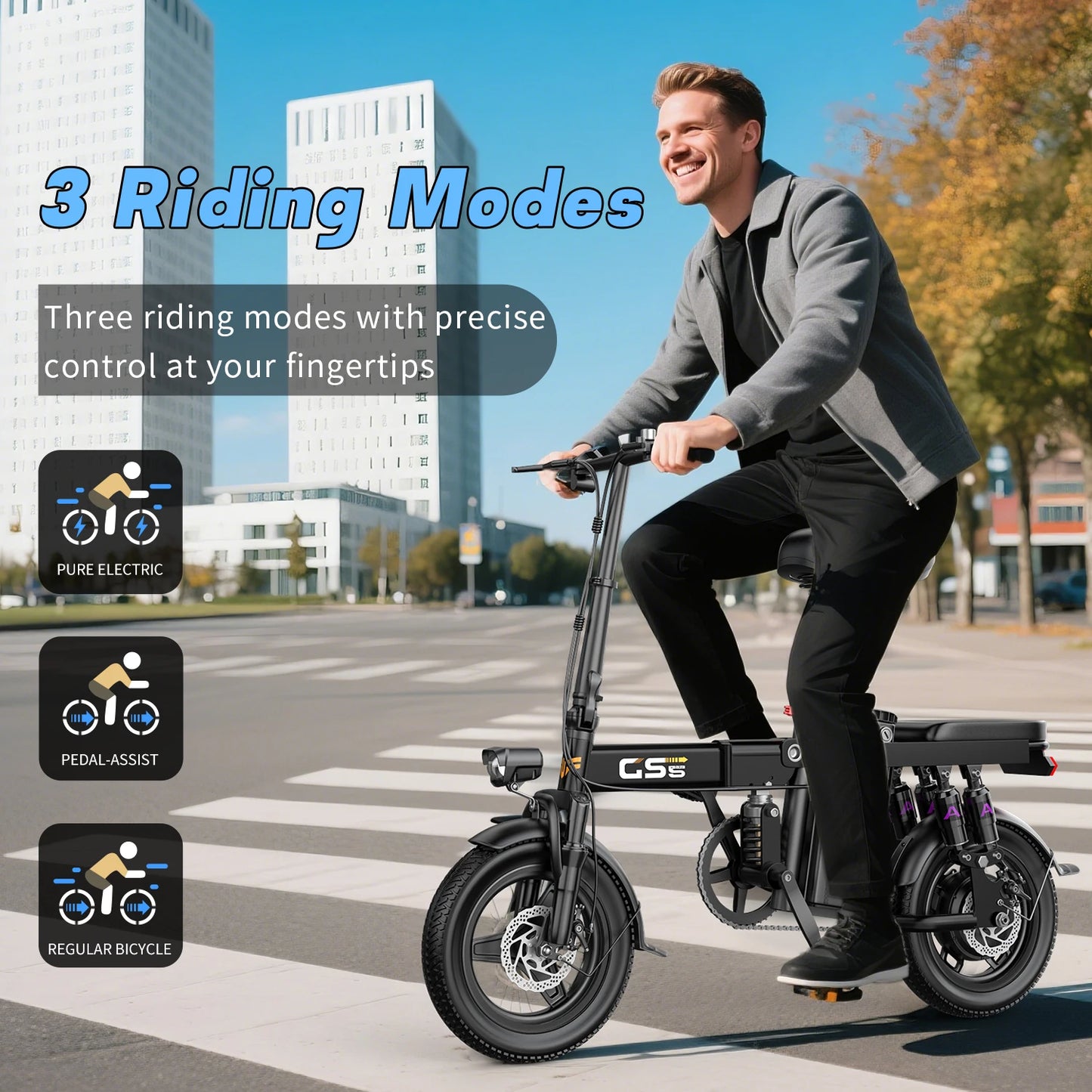 Electric Folding Bike For Adults 750W Peak 48V Battery