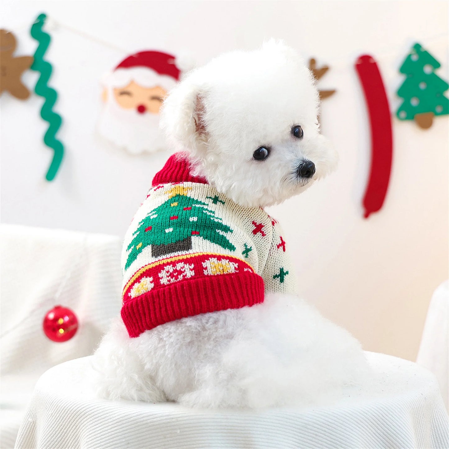 Christmas Reindeer Dog Sweater Festive Winter Knit Coat