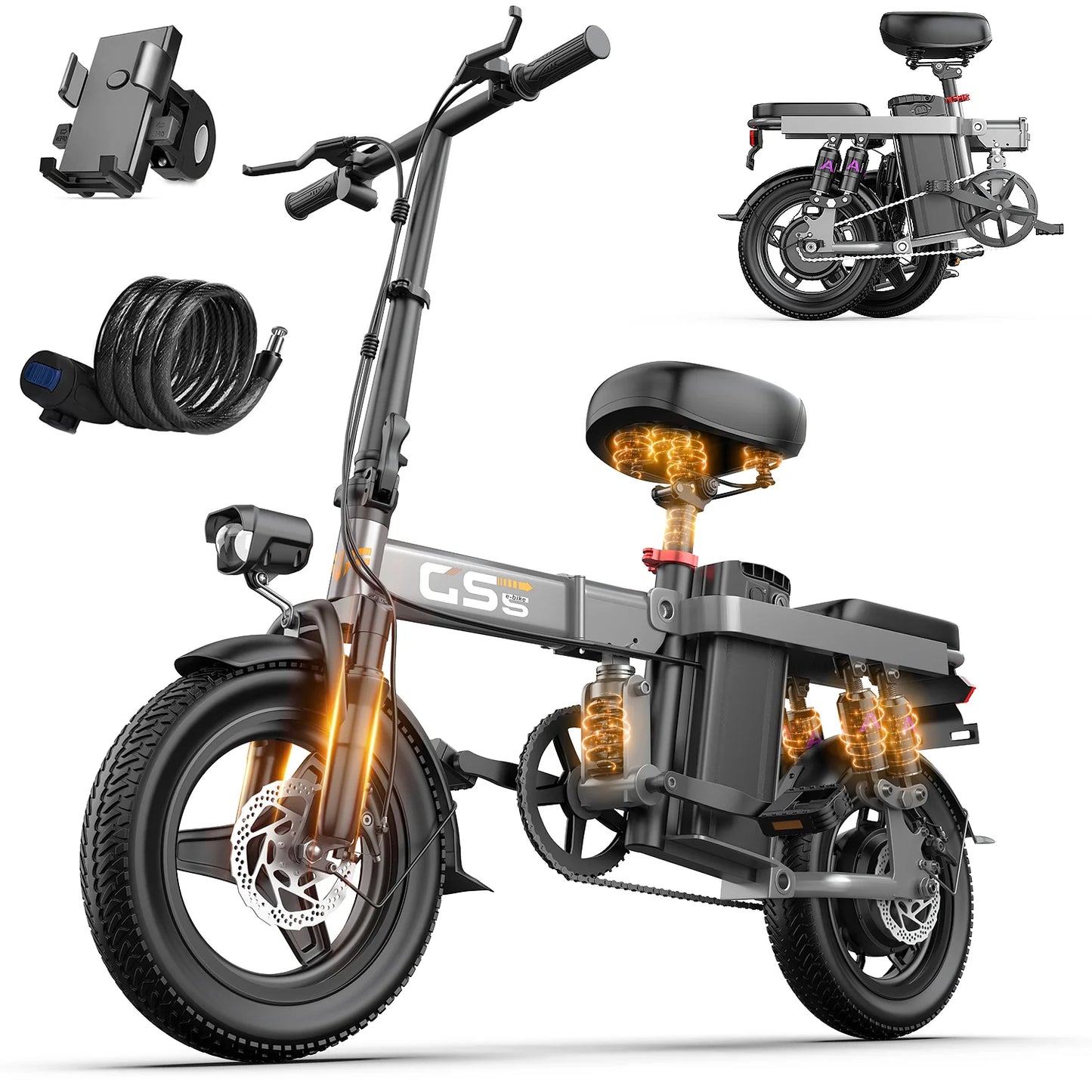 Electric Folding Bike For Adults 750W Peak 48V Battery