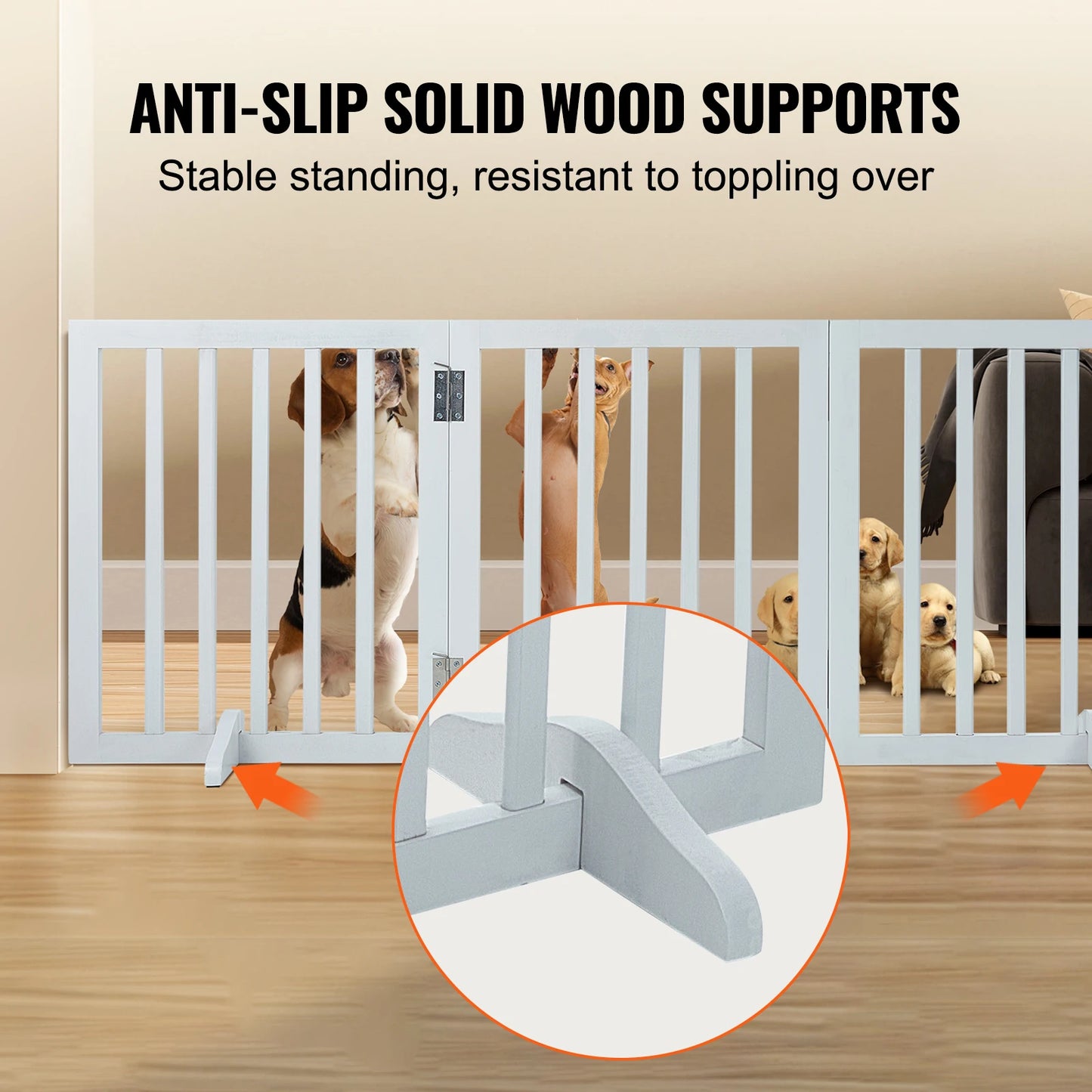 SucceBuy Free Standing Dog Gate Foldable 3 Panels Barrier