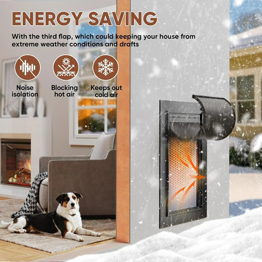 Dog Door 3Flap Aluminum Alloy Wall Mount Duty Pet Door