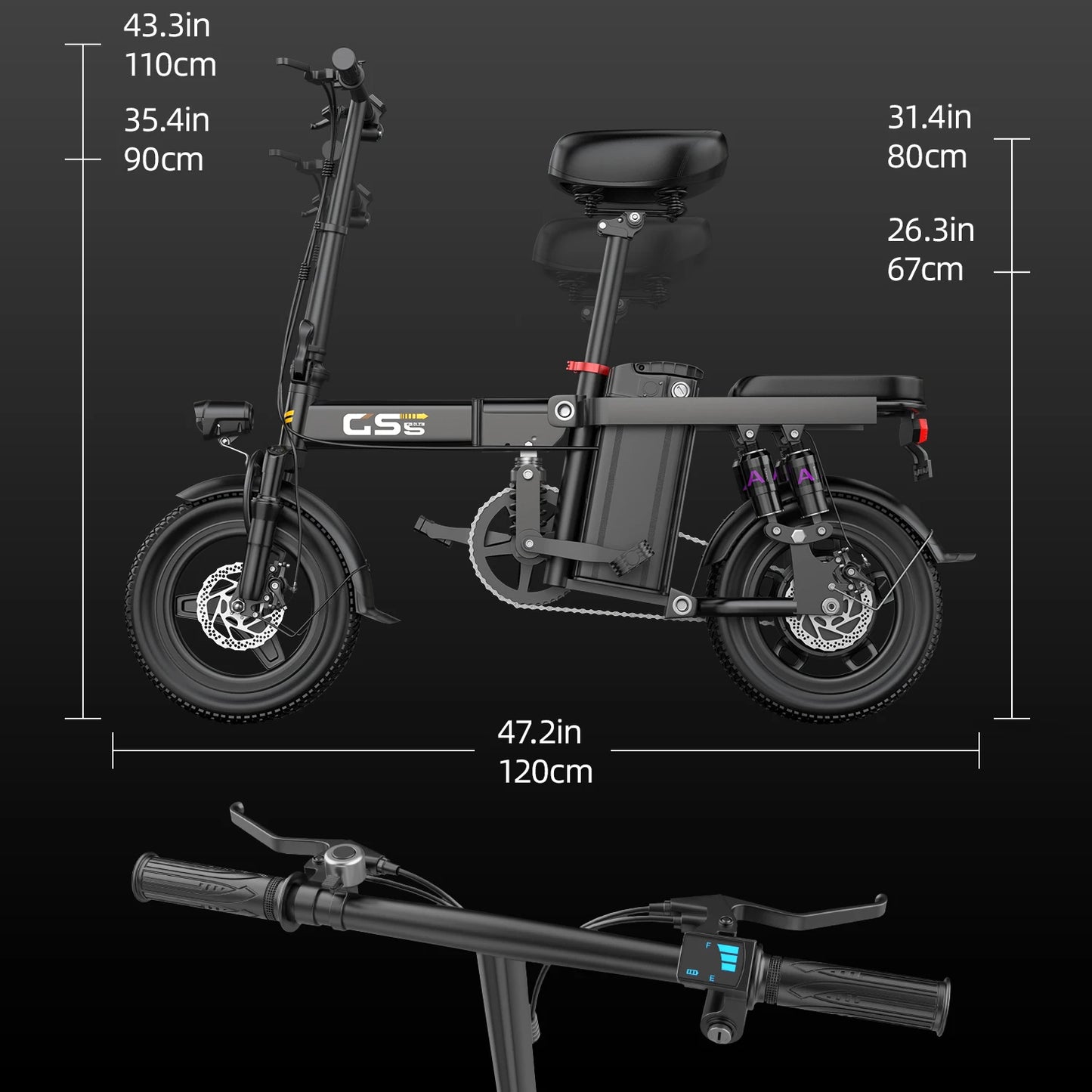 Electric Folding Bike For Adults 750W Peak 48V Battery