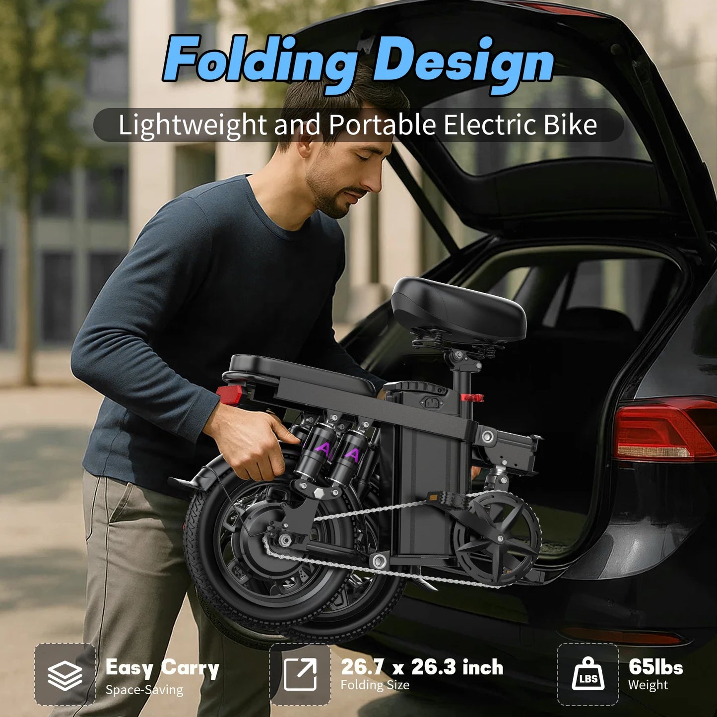 Electric Folding Bike For Adults 750W Peak 48V Battery