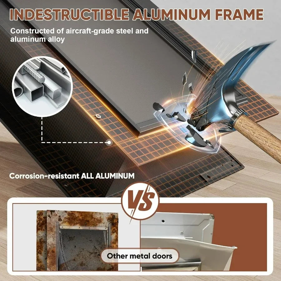 Dog Door 3Flap Aluminum Alloy Wall Mount Duty Pet Door