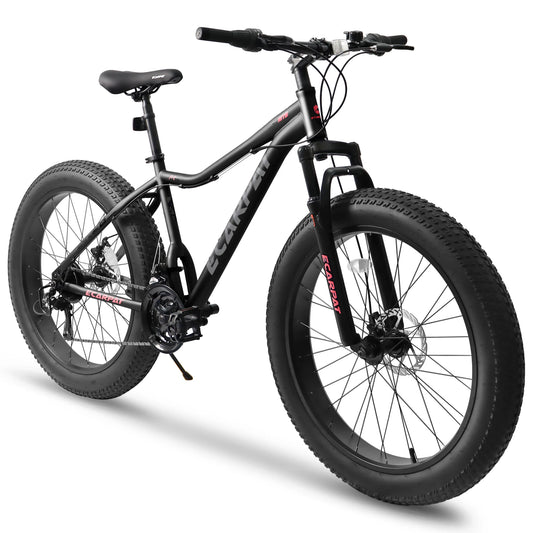 Ecarpat Fat Tire Mountain Bike 21 Speed Disc Brake Steel