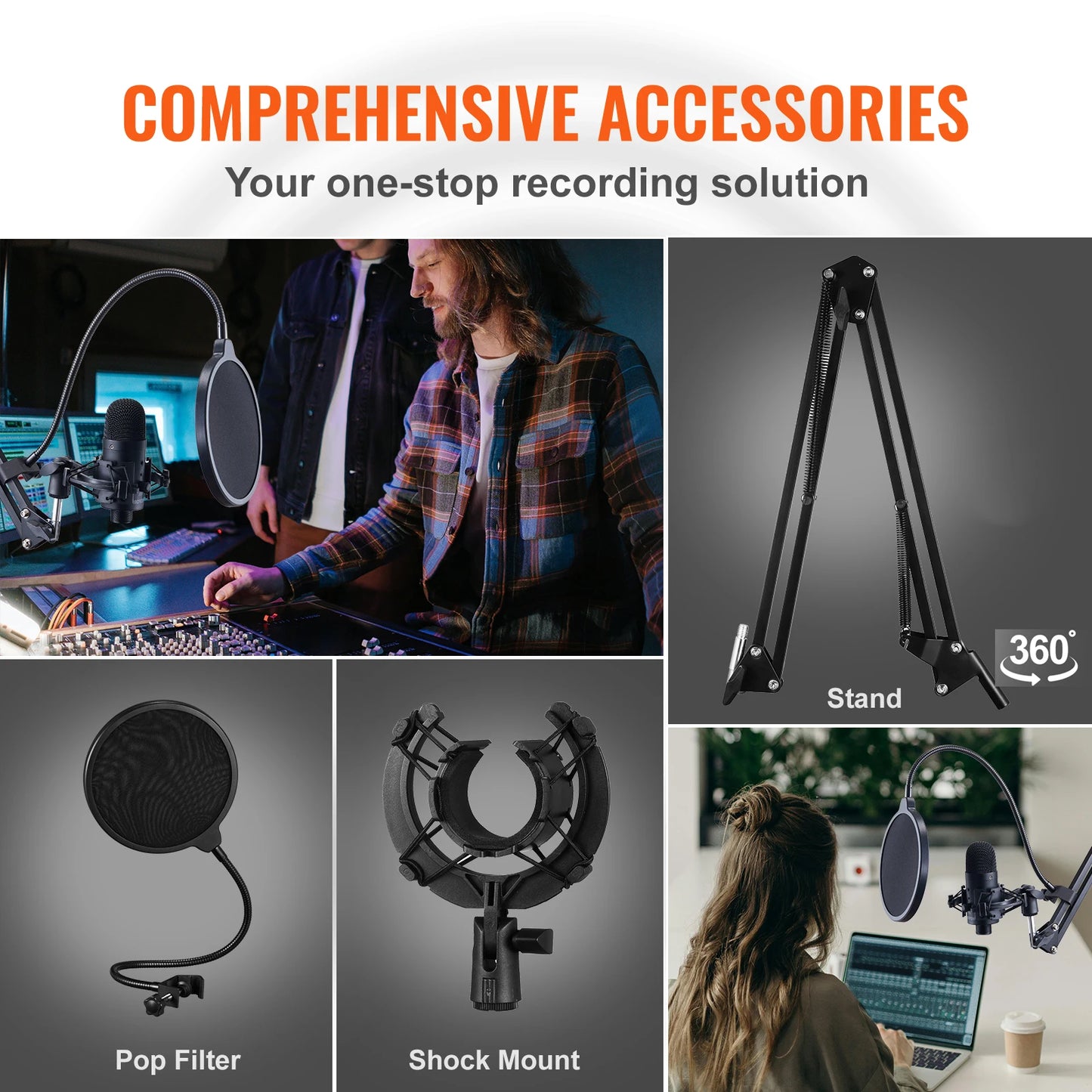 VEVOR USB Condenser Microphone for Podcast and Streaming