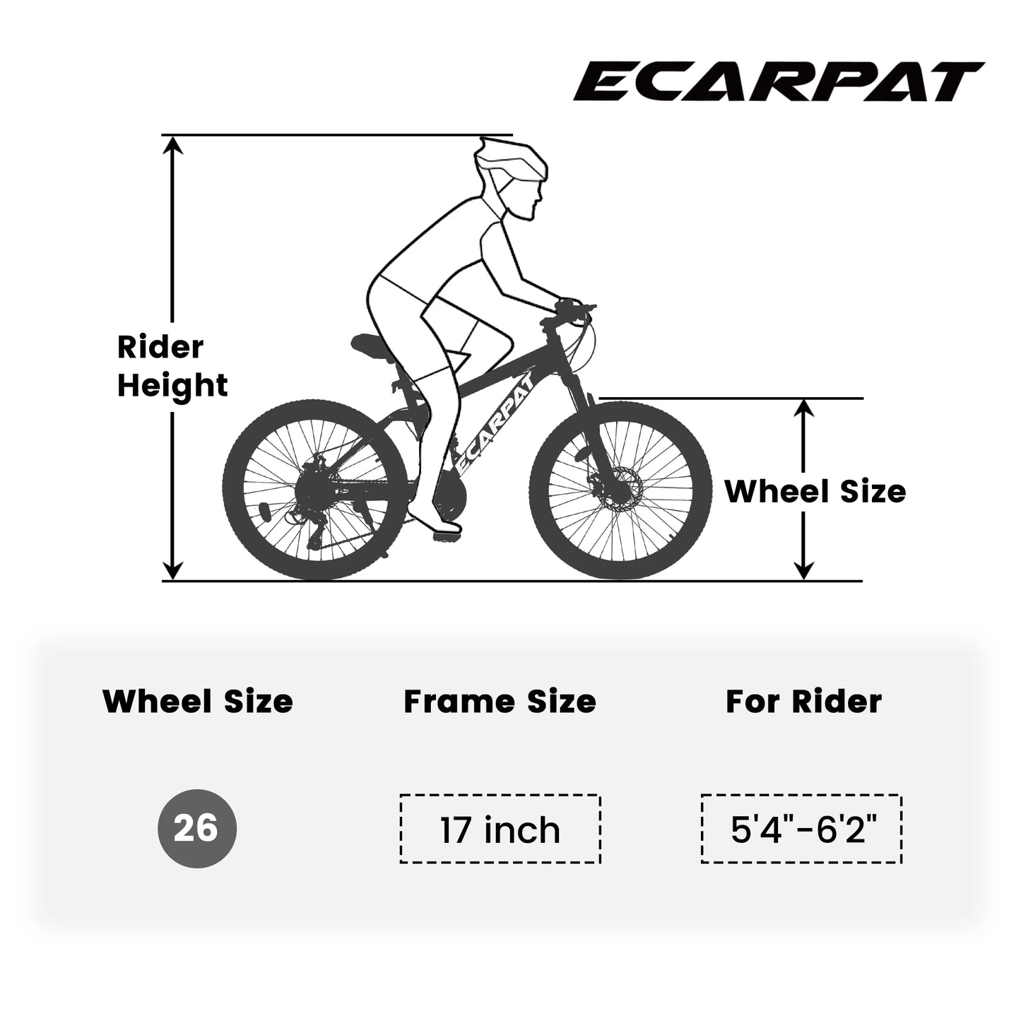 Ecarpat Fat Tire Mountain Bike 21 Speed Disc Brake Steel