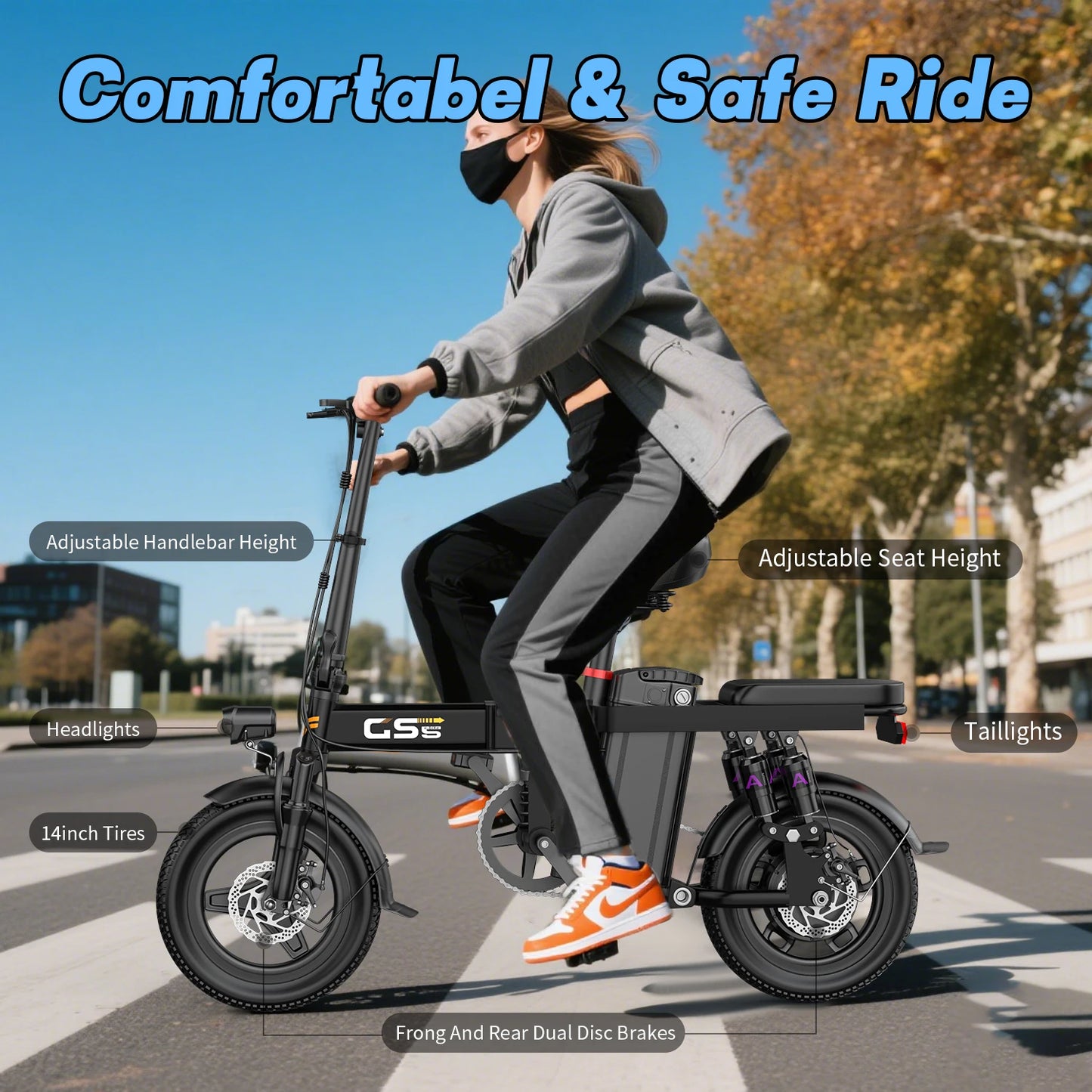 Electric Folding Bike For Adults 750W Peak 48V Battery