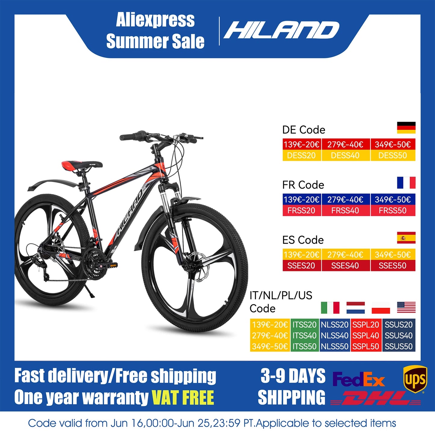 Hiland Mountain Bike Shimano 21 Speed Disc Brake Aluminum