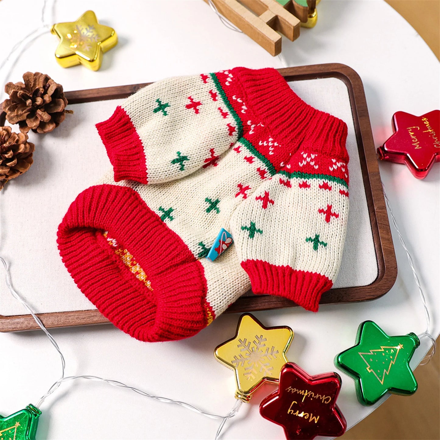 Christmas Reindeer Dog Sweater Festive Winter Knit Coat