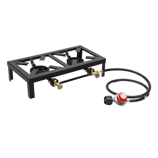 Portable Camping Gas Stove Double Burner Regulator Hose