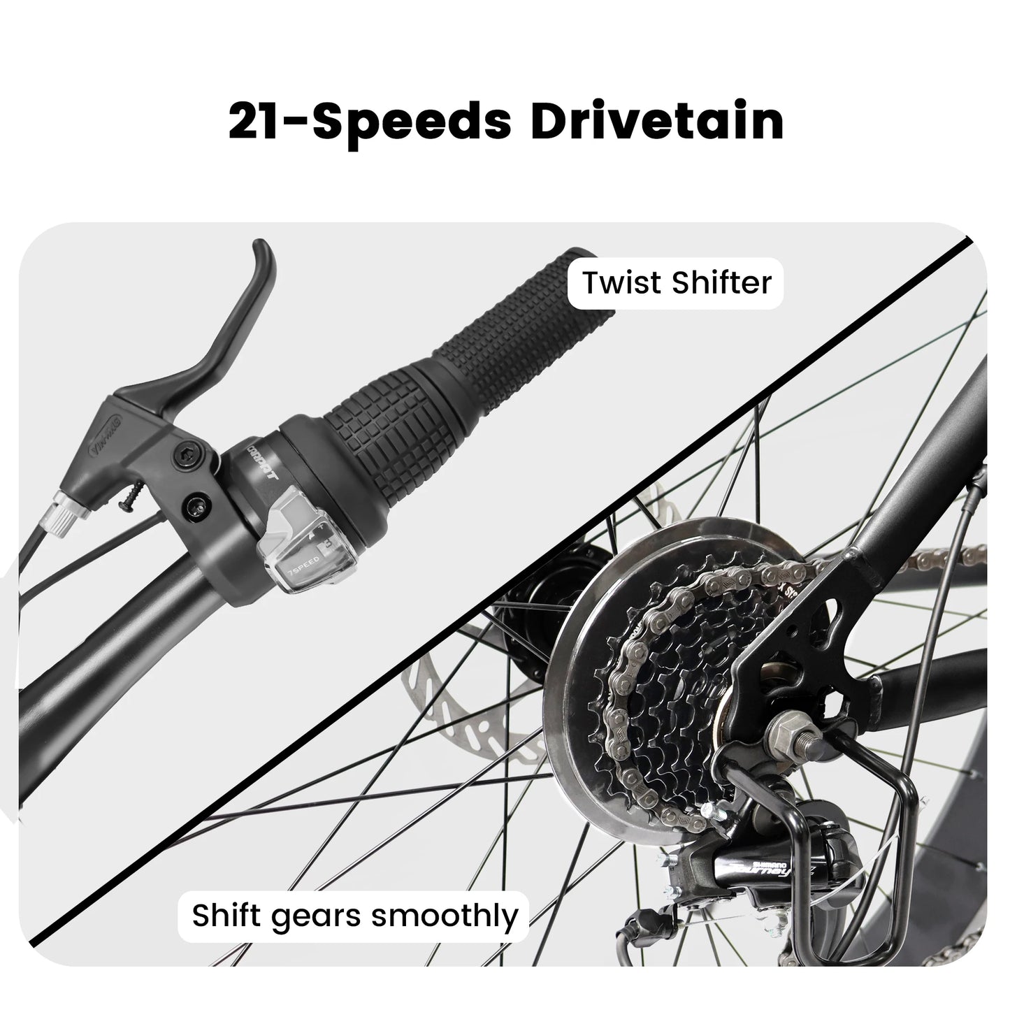 Ecarpat Fat Tire Mountain Bike 21 Speed Disc Brake Steel