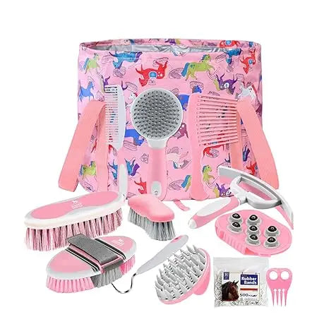 Bristle 11 Piece Horse Grooming Kit With Organizer Tote