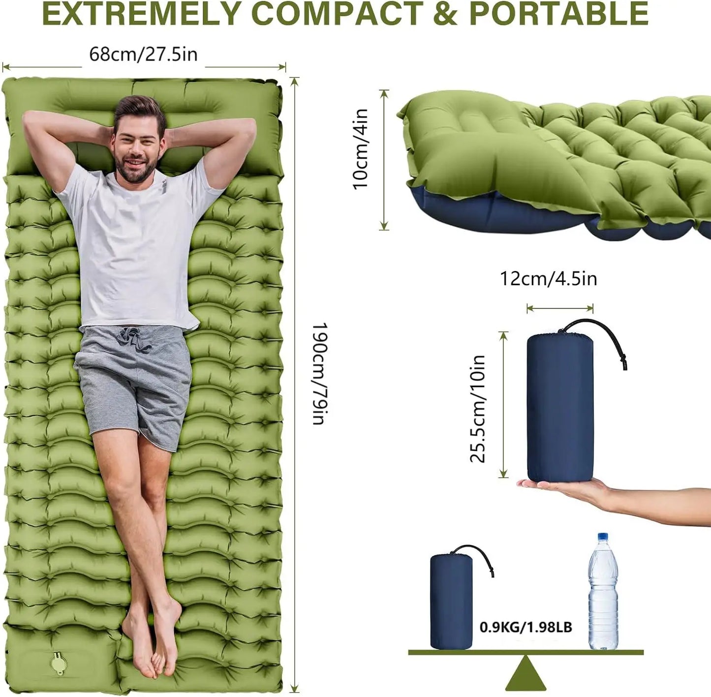 By Inflating Camping Sleeping Mat With Pillow And Pump