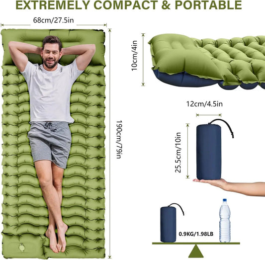 By Inflating Camping Sleeping Mat With Pillow And Pump
