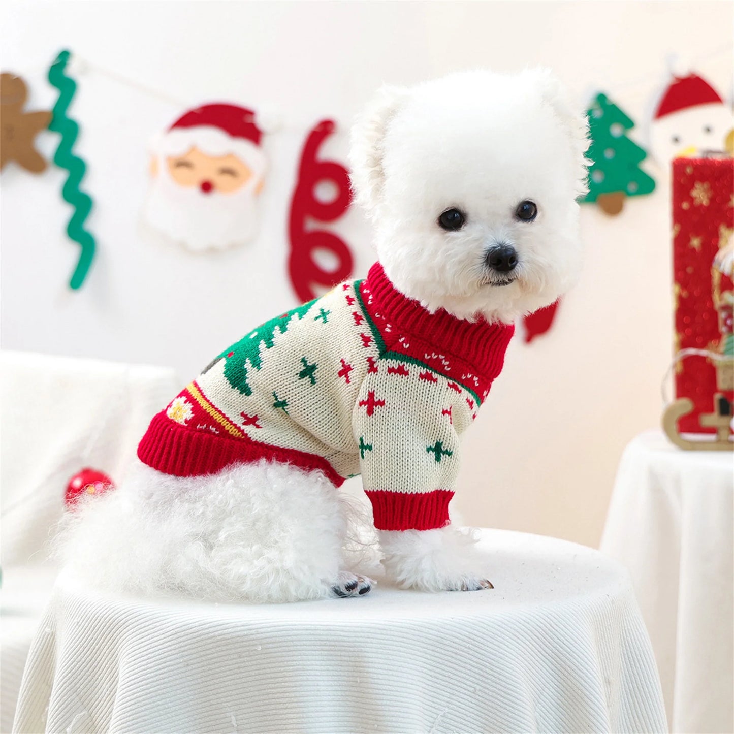 Christmas Reindeer Dog Sweater Festive Winter Knit Coat