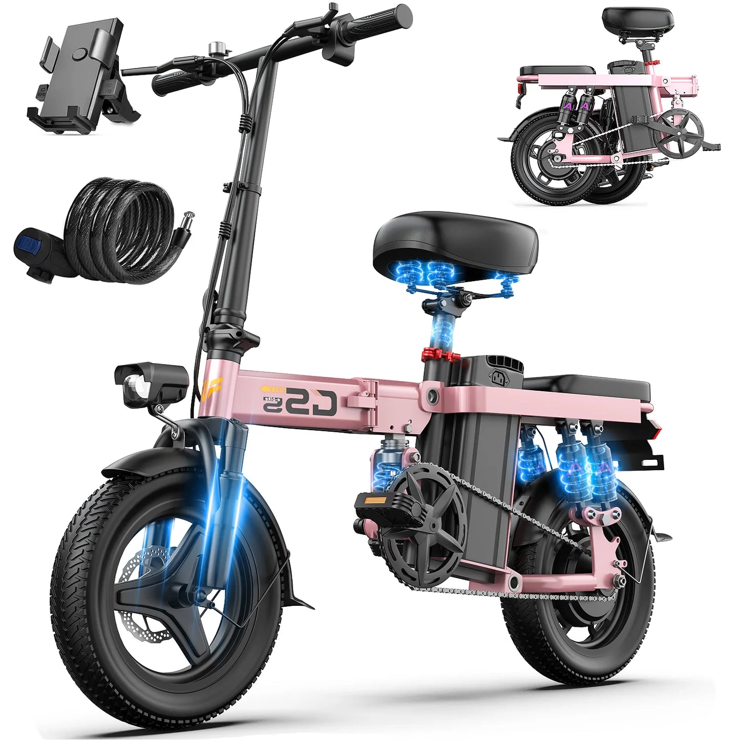 Electric Folding Bike For Adults 750W Peak 48V Battery