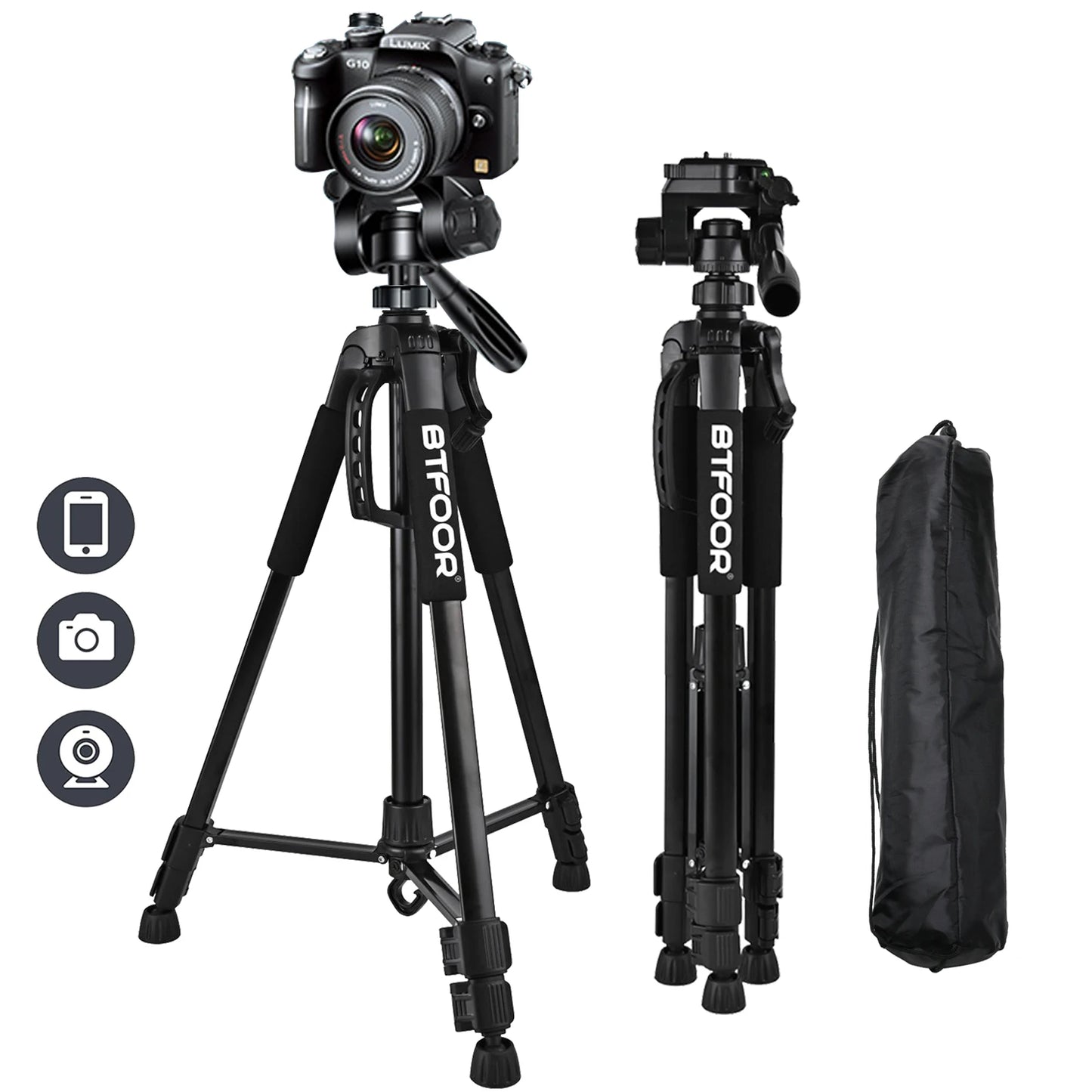 BTFOOR Phone Travel Tripod With Pan Head For Canon Nikon