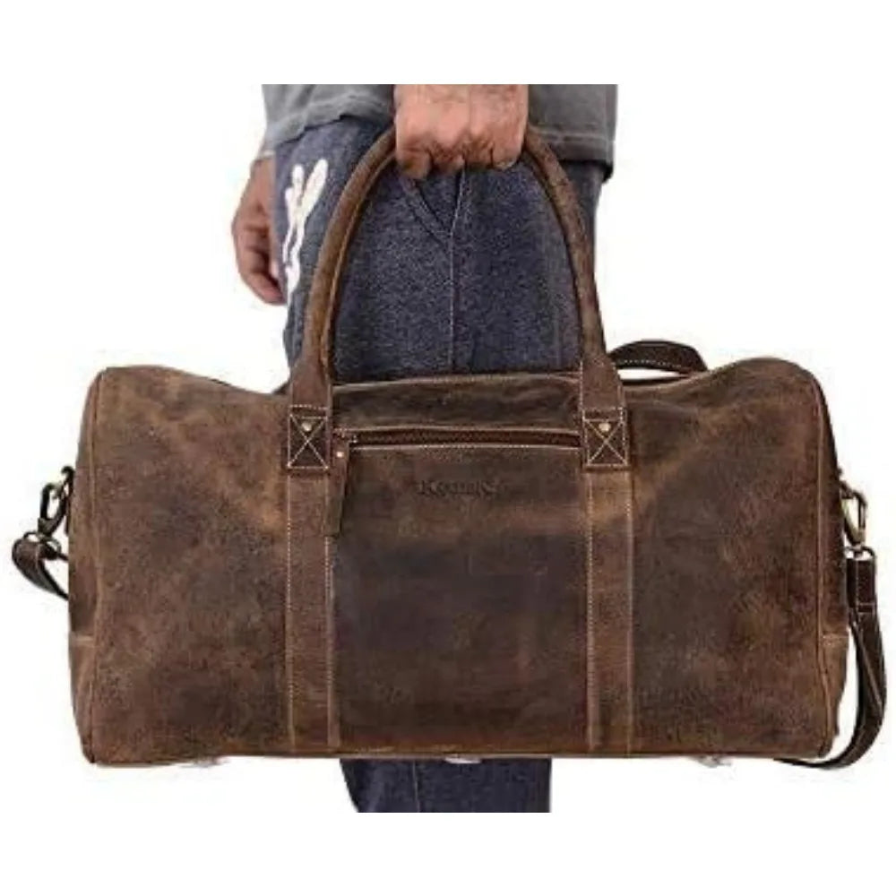 YTYIN Full Grain Leather Travel Duffel Bag for Men and Women