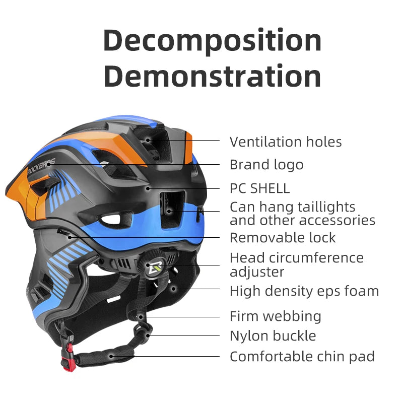 Rockbros Child Cycling Helmet Detachable Full Face Safety