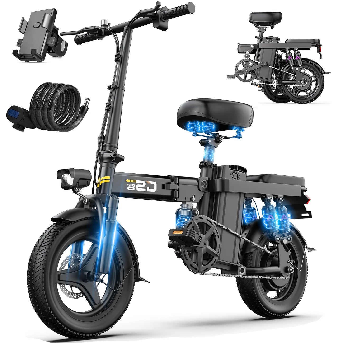 Electric Folding Bike For Adults 750W Peak 48V Battery