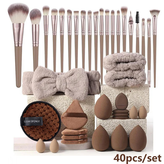 Brush Makeup Set 20 40 Piece Pro Sponge Kit Premium