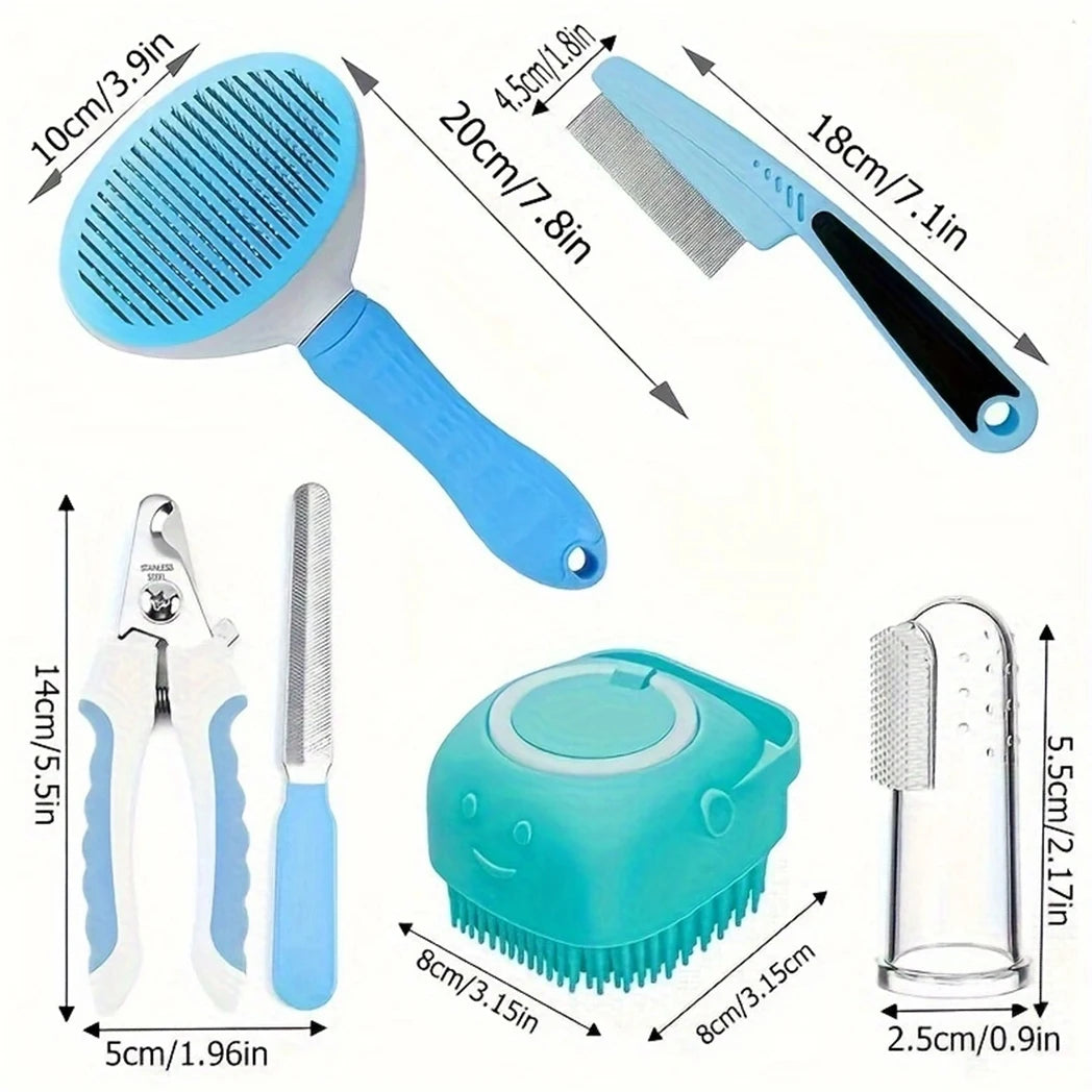 Hign-concerned 7 Piece Pet Grooming Set With Nail Clippers