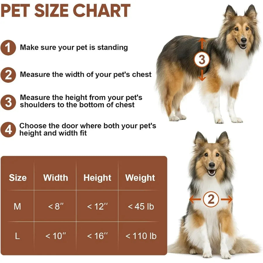 Dog Door 3Flap Aluminum Alloy Wall Mount Duty Pet Door