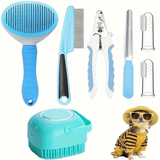 Hign-concerned 7 Piece Pet Grooming Set With Nail Clippers