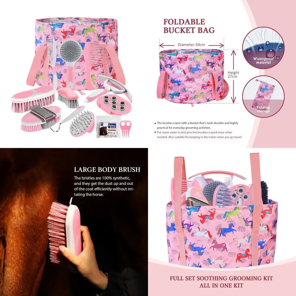 Bristle 11 Piece Horse Grooming Kit With Organizer Tote