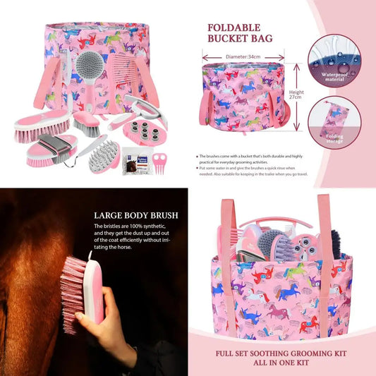 Bristle 11 Piece Horse Grooming Kit With Organizer Tote