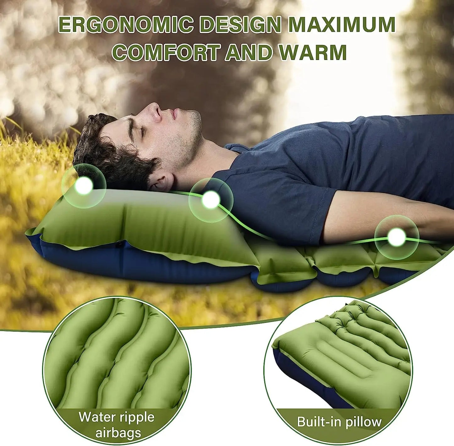 By Inflating Camping Sleeping Mat With Pillow And Pump